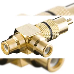 Goobay 11387 Cinch Y Adapter, Stecker zu 2x Buchse, Goldausführung, Schwarz, Schwarz - Cinch-Stecker > 2x Cinch-Buchse
