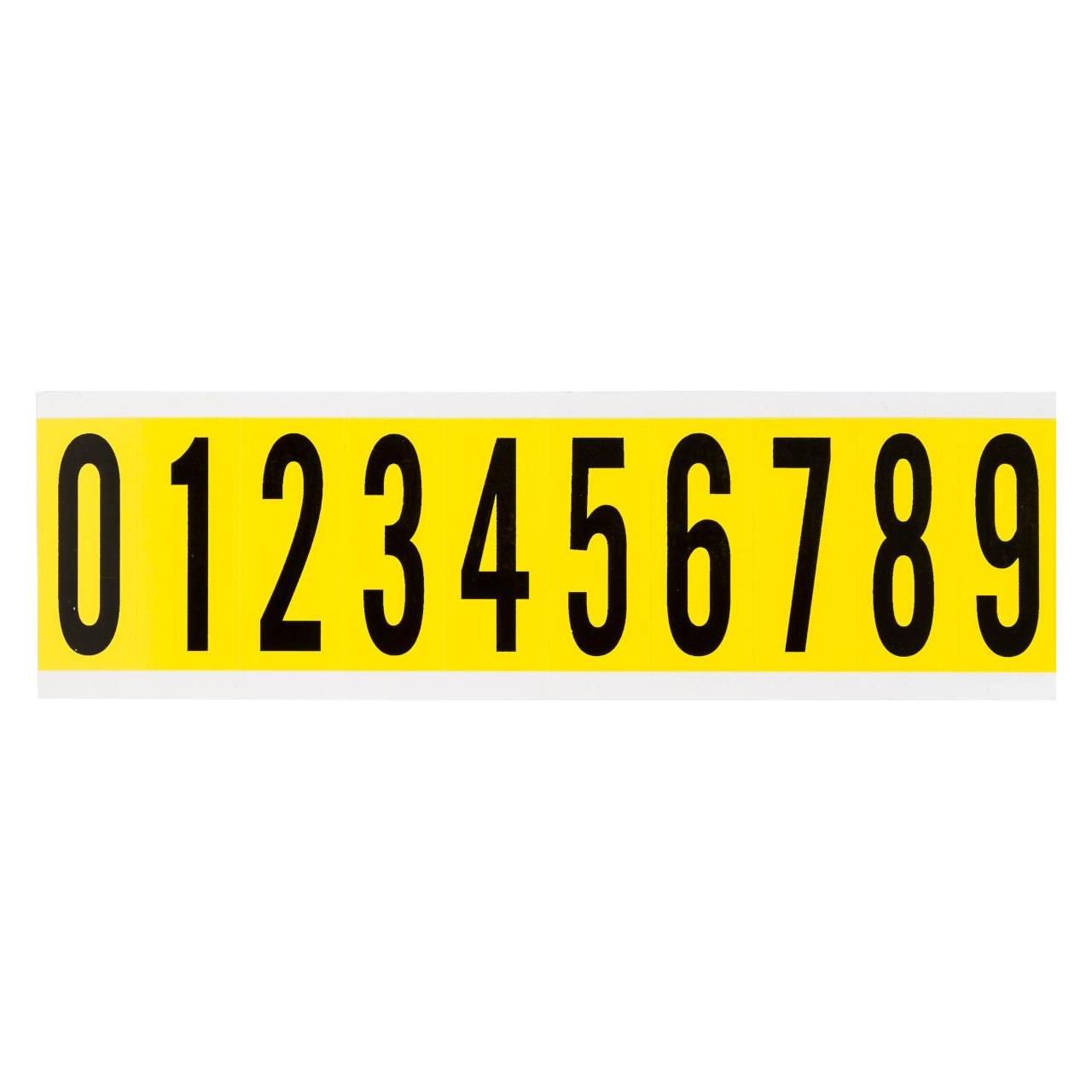 Brady 3440 0-9 CD, B-499, Zahlenkombi, Nylongewebe, Zahl 0-9, Schwarz auf Gelb, 22 x 57mm, Schrift (034410)