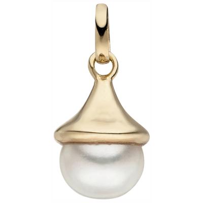 Perlenanhänger JOBO "Anhänger mit Perle", gold (goldfarben), Schmuckanhänger, Damen, Perlen Silber 925 (Sterlingsilber), Perlen, Silber 925 (Sterlingsilber), 925 Silber vergoldet mit Süßwasser-Zuchtperle