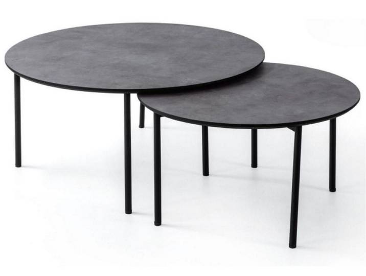 JVmoebel Couchtisch Runde graue Couchtische aus Holz für modernes Wohnen (2-St., 2x Couchtische), Made in Europa