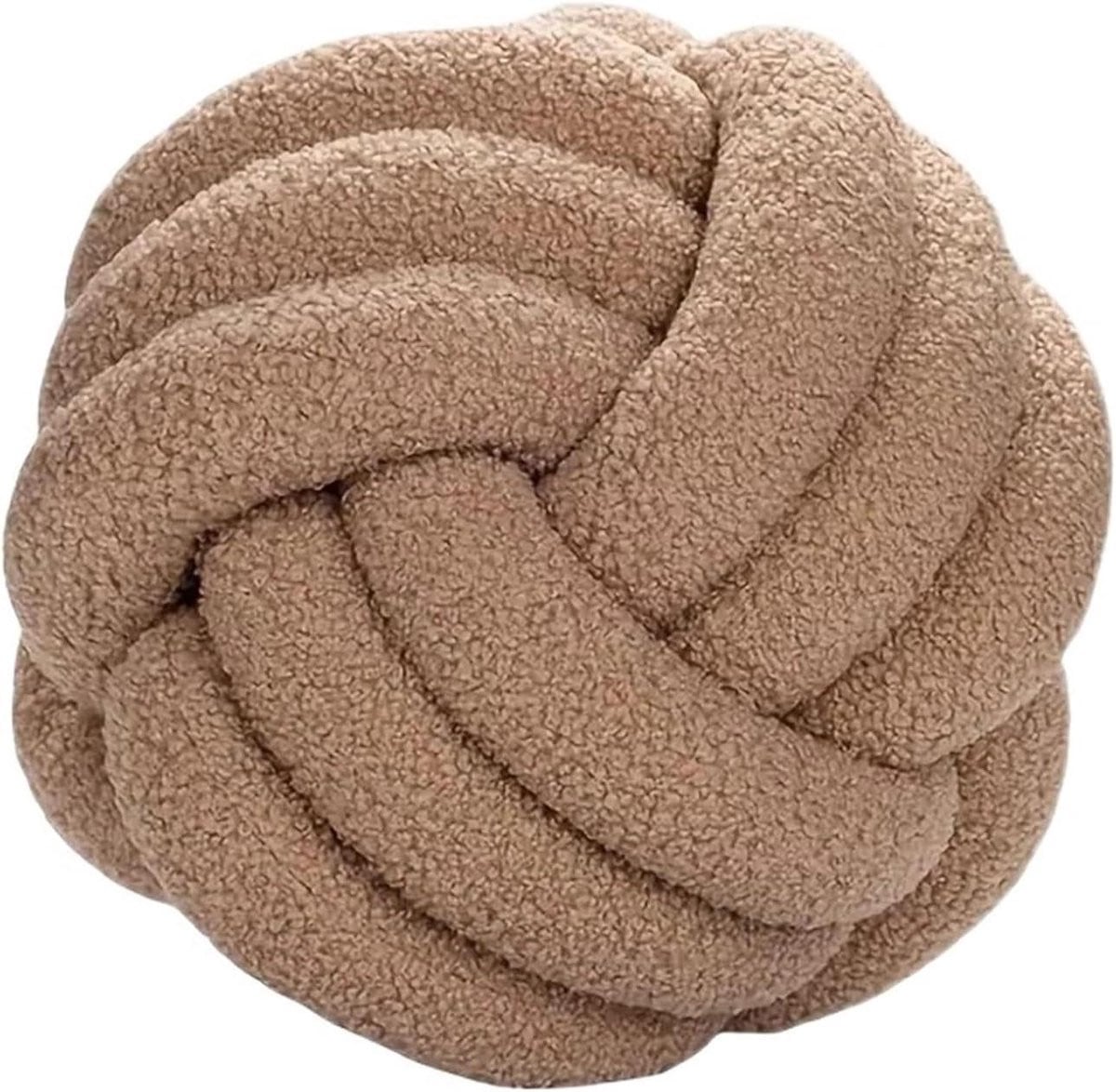 Handgeweven decoratief knoopkussen in khaki