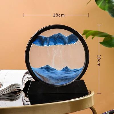 Inspire Select AquaMotion 360 Rotating Quicksand Art Frame Round Moving Sand Hourglass Desktop Decor black B