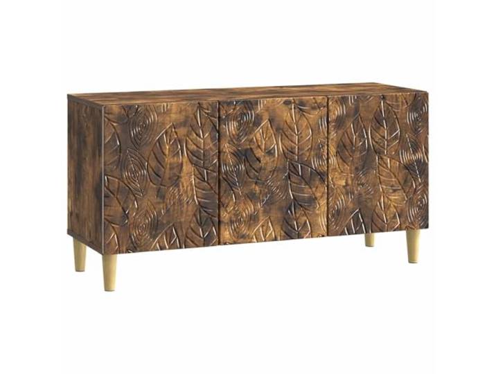 Favemtsl TV-Schrank 99x34,5x50 cm Holzwerkstoff Lowboard Geräucherte Eiche Modernes Lowboard mit 3 Türen und Massivholzbeinen für Wohnzimmer und Schlafzimmer, bietet strukturierten Stauraum.