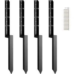 VEVOR Reparaturset für Zaunpfostenanker, 4er-Pack, Innendurchmesser 51 x 51 mm, robuste Stützpfähle für Zaunpfosten aus Stahl, Anker-Erdspieß zur Reparatur von schiefen, gebrochenen Holzzaunpfosten