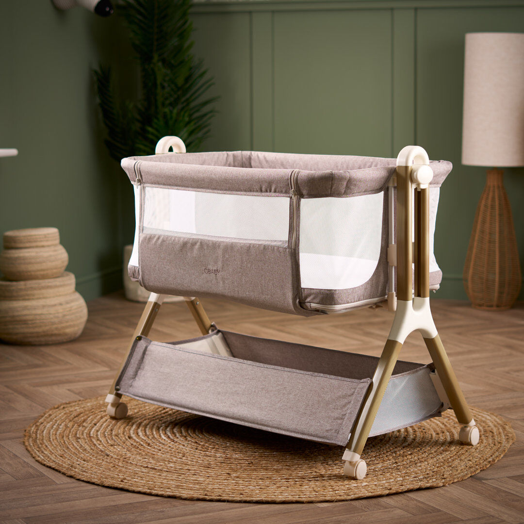 Obaby Cloud Bedside Crib Nutmeg 81.6cm H X 52cm W X 100cm L
