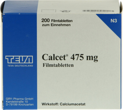 Teva GmbH CALCET 475 mg Filmtabletten 200 St 01627416