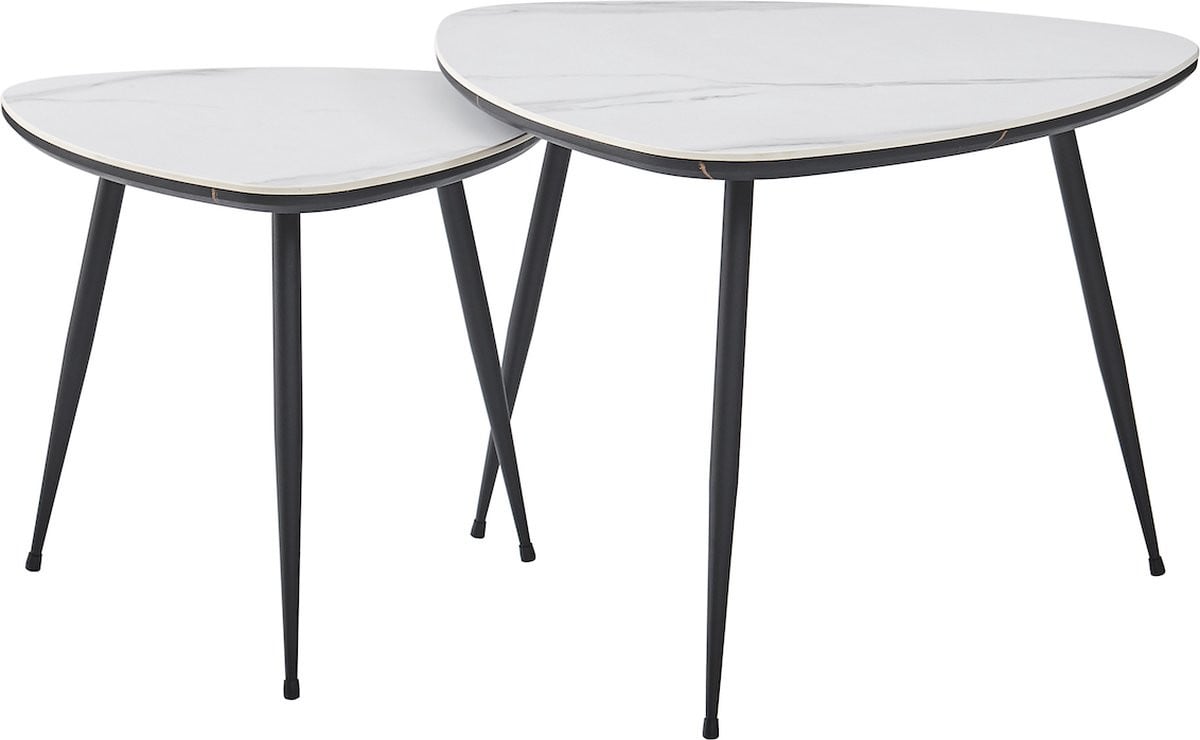 HTfurniture Kevin Keramische Bijzettafel Triangle Wit