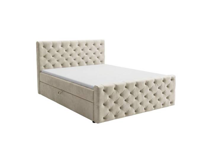 Graingold Boxbett Montego 140x200 Creme, 140x200 cm, Schlafzimmer, Betten, Boxspringbetten
