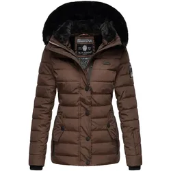 NAVAHOO Damen Warme Steppjacke Winterjacke mit weicher Kunstfell-Kapuze Milianaa