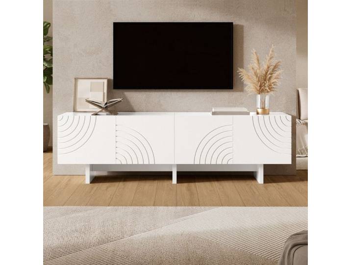 Bladez - Meuble TV 170 cm - Meuble bas à 4 portes - Idéal pour le salon - Design élégant - Blanc