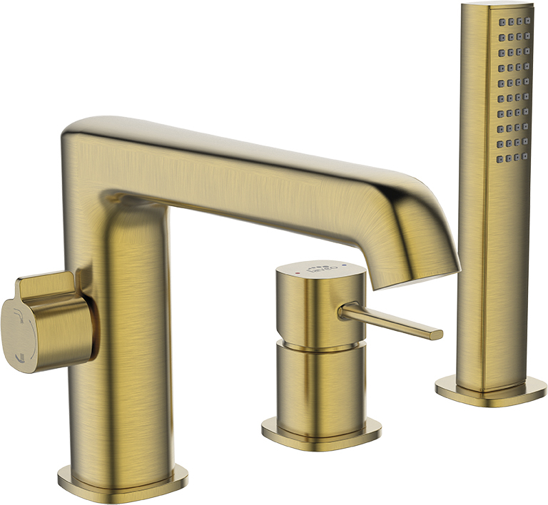 POLA Laveo Dreiloch-Standarmatur für Badewanne, Goldmessing