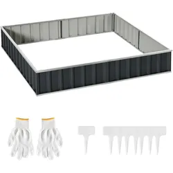 MODFU Hochbeet Stahl dunkelgrau 258x90x30 cm, offener Boden, werkzeuglose flexible Montage