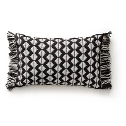 benuta Pure In- & Outdoor Kissen Morty Schwarz/Weiß 30x50 cm - Teppich für Balkon, Terrasse & Garten