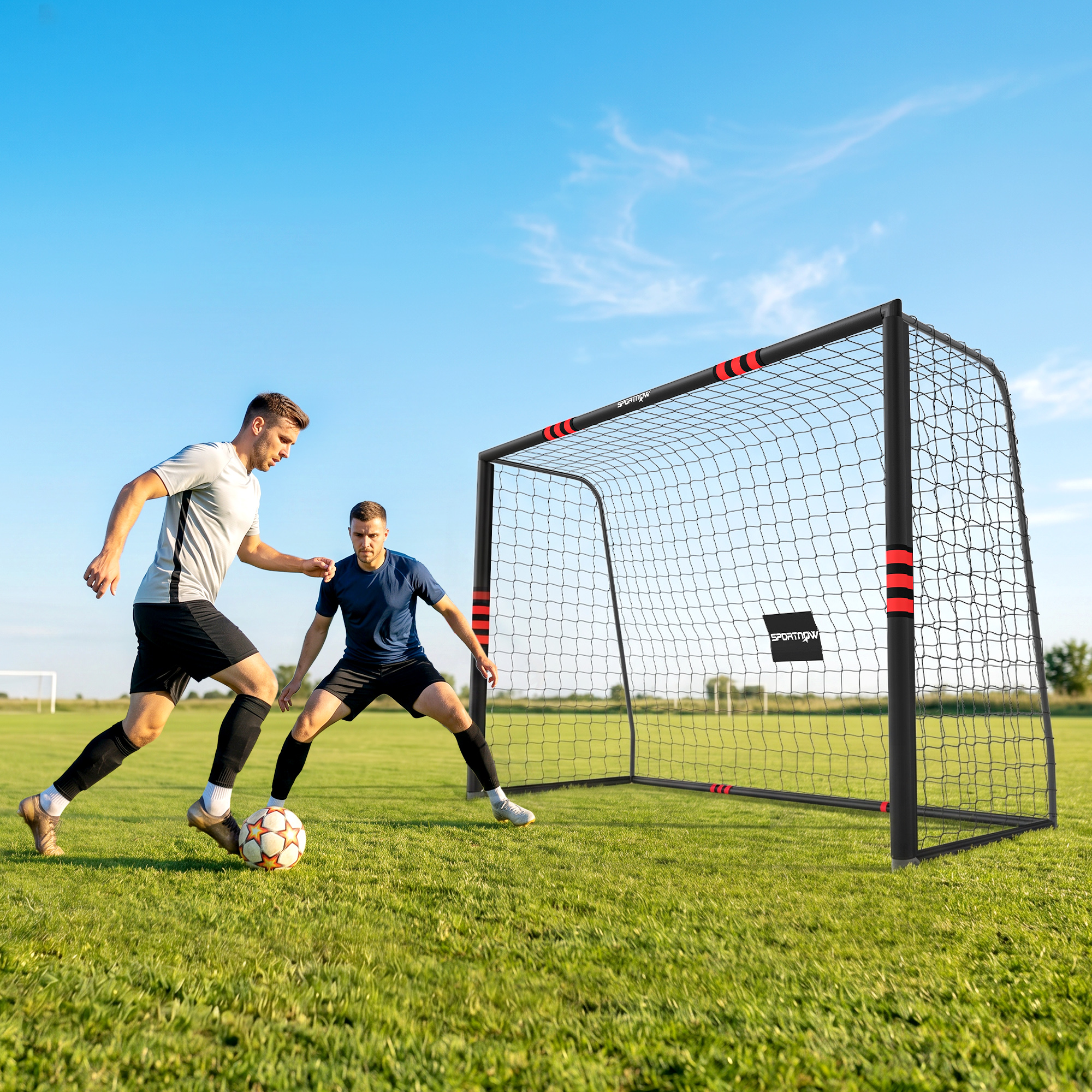 Sportnow Porta da calcio con rete, imbottitura e picchetti, 300x200 cm   Aosom Italy