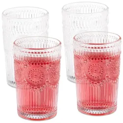 Relaxdays Vintage Trinkgläser 4er Set 400 ml Transparent