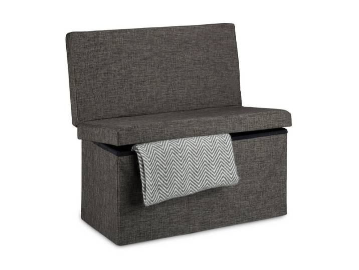 Relaxdays Sitzhocker Braun faltbar Stauraum, 76x73x38 cm, Wohnzimmer, Sessel, Hocker & Hockerbänke, Sitzhocker