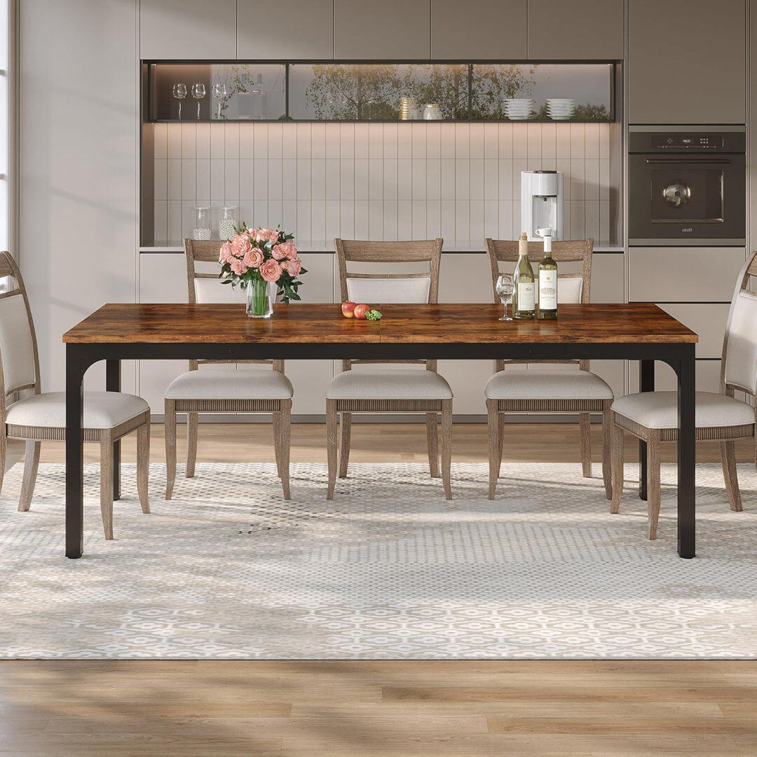 Alpen Home Rectangular Unfinished Dining Table with Steel Base Brown/Black