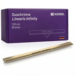 KESSEL Duschrinne Linearis Infinity aus Edelstahl V4A 45204.12 bodengleiche  Design-Duschrinne, individuell verlängerbar, 1200 mm, Bronze gebürstet