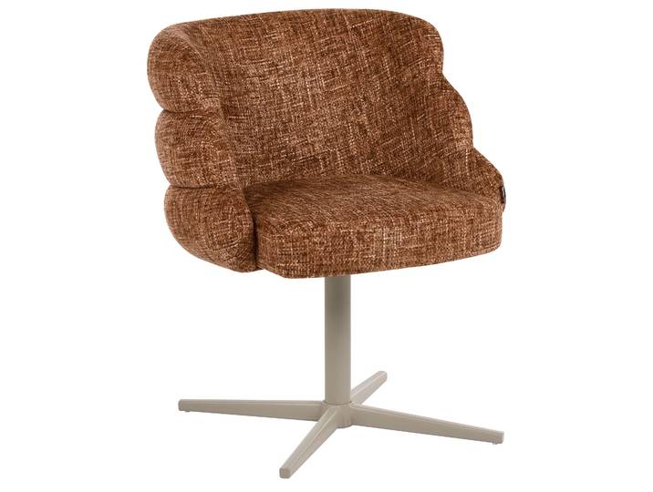 BELIANI Drehstuhl Goldbraun Stoff Gepolstert Gesteppt Meliert Drehbar mit Metallgestell ohne Armlehnen Mid-Century Modern Schminkstuhl Esszimmerstuhl