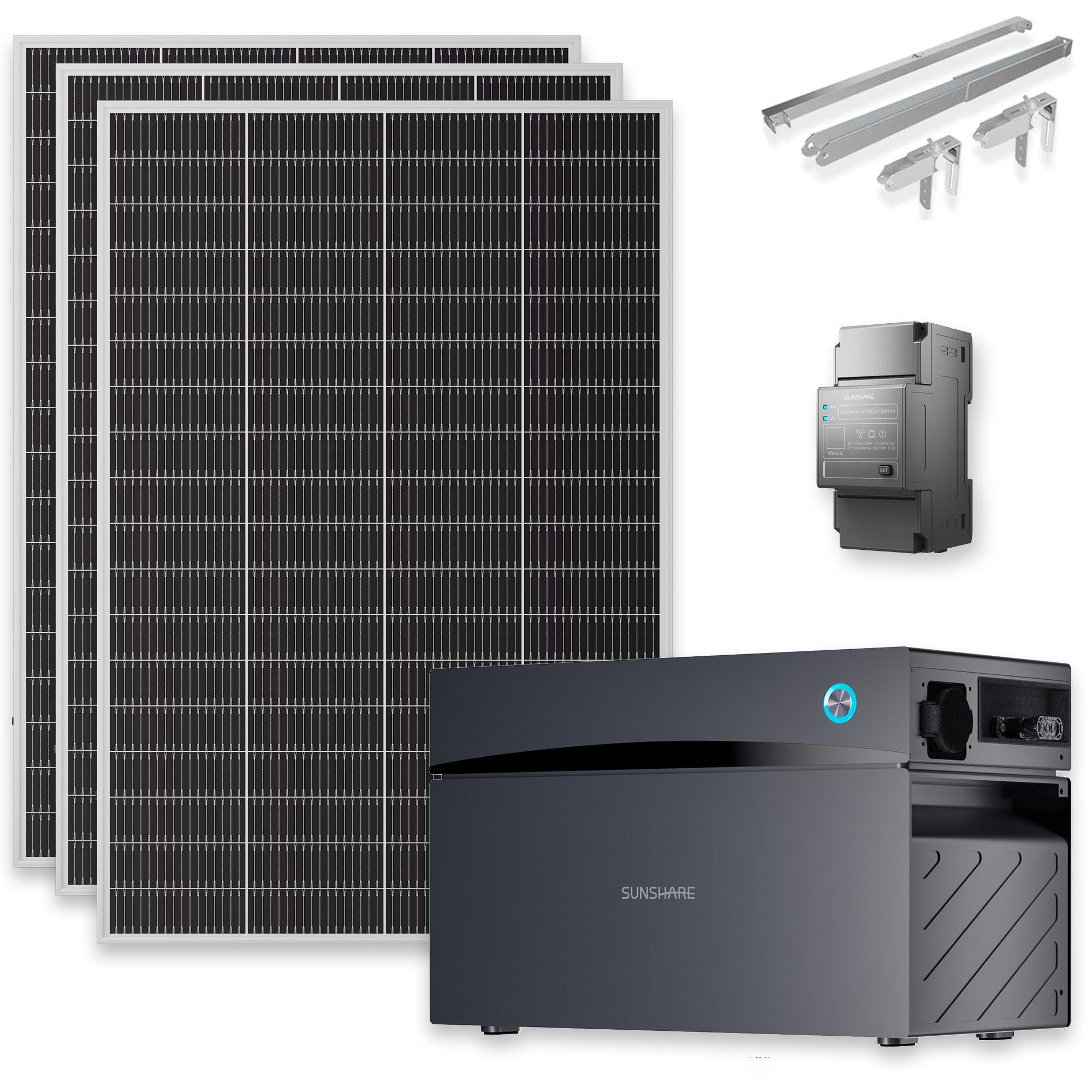 SUNSHARE Ray Lite 600W Module mit 2 kWh Glory Speicher, Smart Meter & Halterung