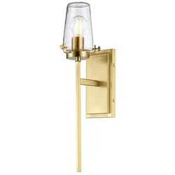 Wandlampe Leuchte Stahl Glas Messing H 56,1cm Flurleuchte Treppenlampe 1 Flammig
