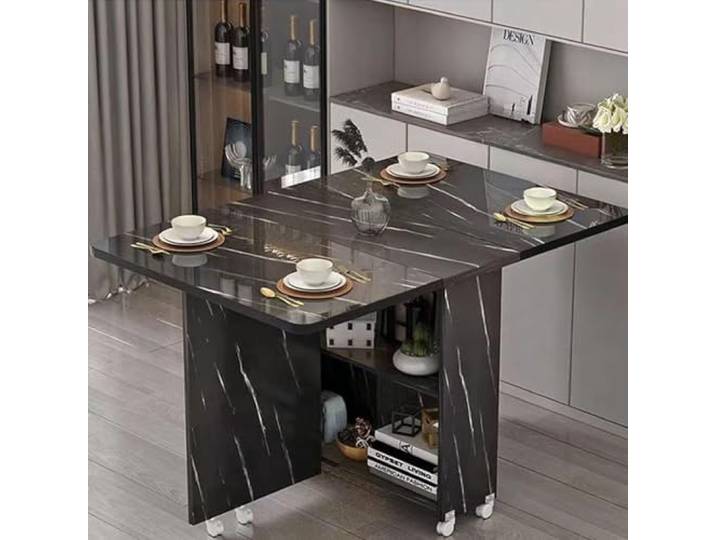 Klapptisch, Haushalt kleiner beweglicher Esstisch, mit Rädern und erweiterbarem rechteckigen einfachen multifunktionalen Tisch,B-120x60x77cm