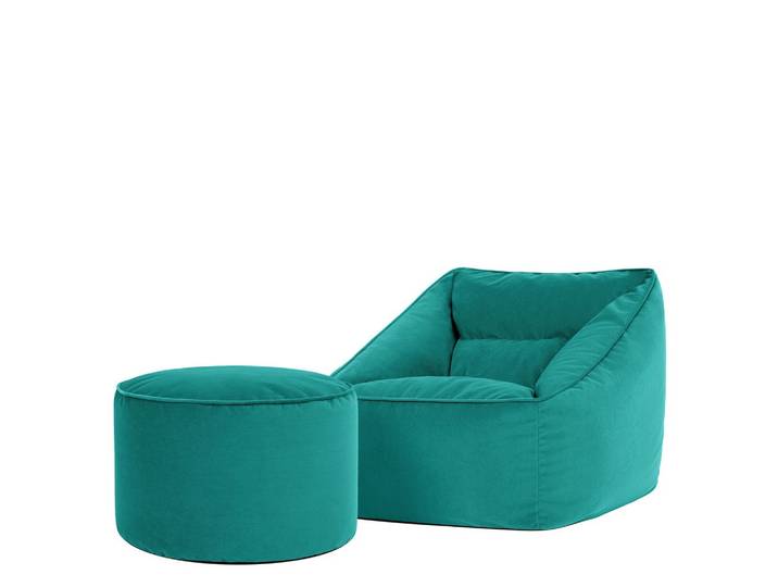 SITZSACK Milano Samt Sessel mit Fußhocker