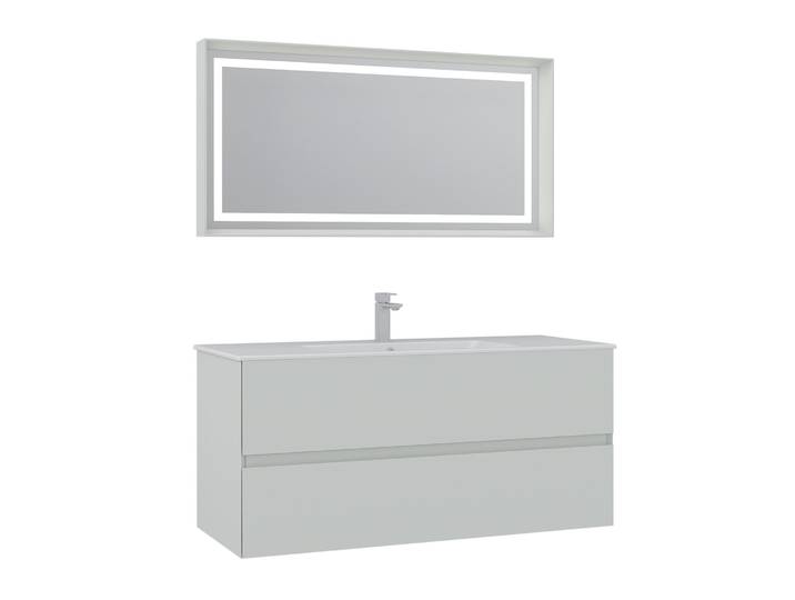 Meuble avec simple vasque et miroir Nest 121 v2 - 121 x 51 x 55 cm - Matte Cashmere