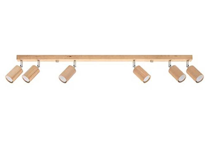 SOLLUX lighting Berg plafond 6 barspots, natuurlijk hout, 120 cm