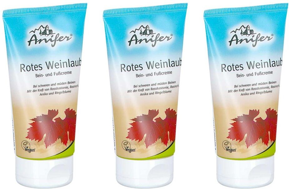 Anifer Rotes Weinlaub Bein und Fußcreme 3x150ml