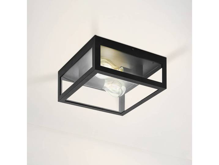 EGLO Deckenlampe Amezola, dimmbar, schwarz, für Badezimmer, Metall, Modern, Deckenlampe