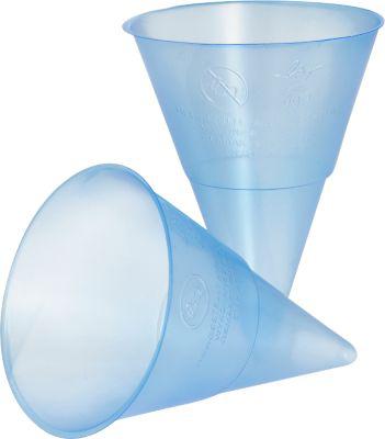 Spitzbecher Papstar Blue Cone, Volumen 115 ml, für marktgänige Wasserspender, Ø 70,3 mm, Polypropylen, blau-transparent, 1000 Stück