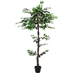 vidaXL, Kunstpflanzen, Künstliche Ficus-Pflanze Grün 85 x 18 x 160 cm Stoff und Holz (160 cm)