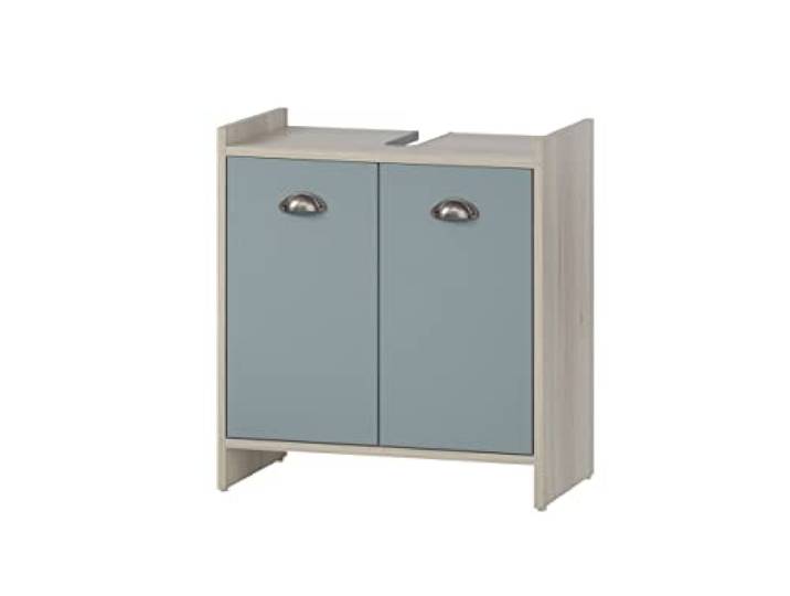 Schildmeyer Lindholm 154365 Meuble sous-lavabo\, Chêne Sable/Bleu Pigeon\, 56\,9 x 33 x 62\,4 cm