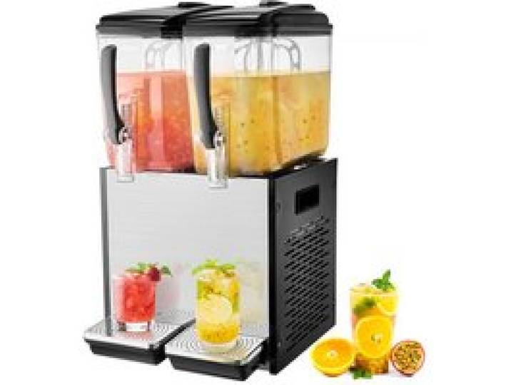 VEVOR Distributeur de Boissons Commercial 2 Réservoirs de 12 L, Fontaine à Eau 286 W, Distribution de Jus Limonade Thé Glacé, Température de Refroidissement 7-12 ℃, pour Restaurant, Hôtel, Café