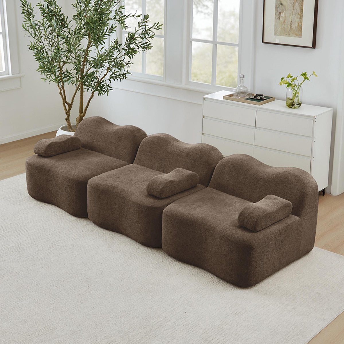 KOMHTOM Modulaire 3-zits bank met bijpassende ottoman voor de woonkamer