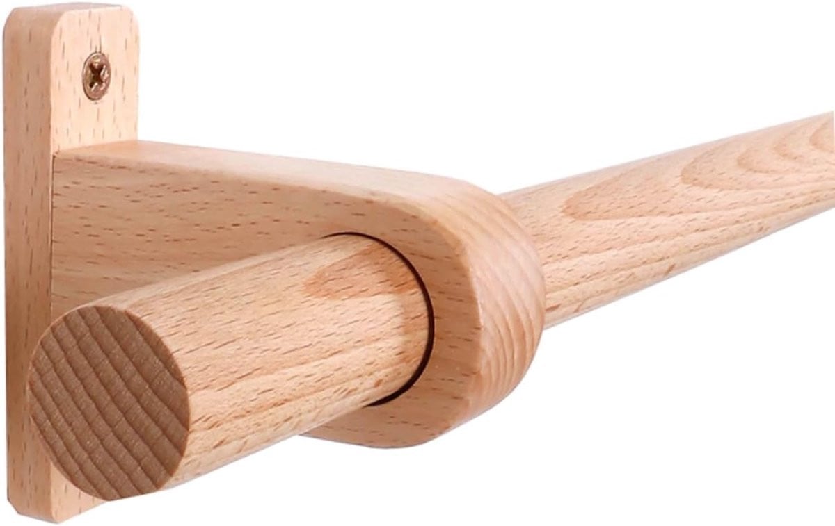 Houten Gordijnroede Romeinse Stijl - Enkele Track - Houtkleur - 220 cm