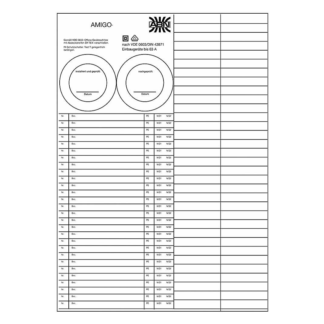 ABN AMIGO Stromkreisbezeichnungsblatt AZUSB1 (AZUSB1)