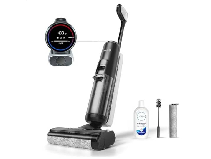 Tineco Floor One S5 Aspirateur Laveur\, Nettoyage des Bords\, Autonettoyage Grande performance de nettoyage\, Réservoir d'eau propre 30 % plus grand\, Autonettoyage mains libres\, Contrôle de la voix