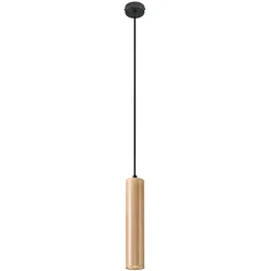 Pendelleuchte schwarz Stahl Hängeleuchte natur Holz Zylinder Esszimmerlampe Wohnzimmer Hängelampe Modern,1x GU10, DxH 8x100 cm
