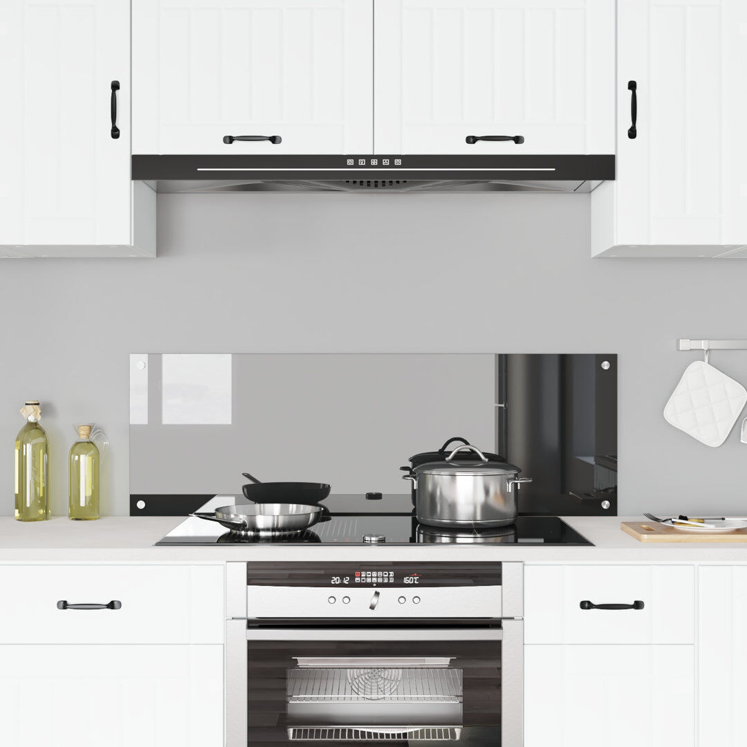 Belfry Kitchen Kitchen Backsplash Tempered Glass Grey 40 x 120 cm