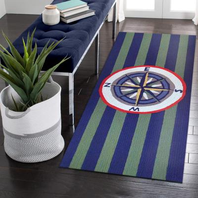 Lush Decor Frontporch Striped Compass Indoor/Outdoor Rug