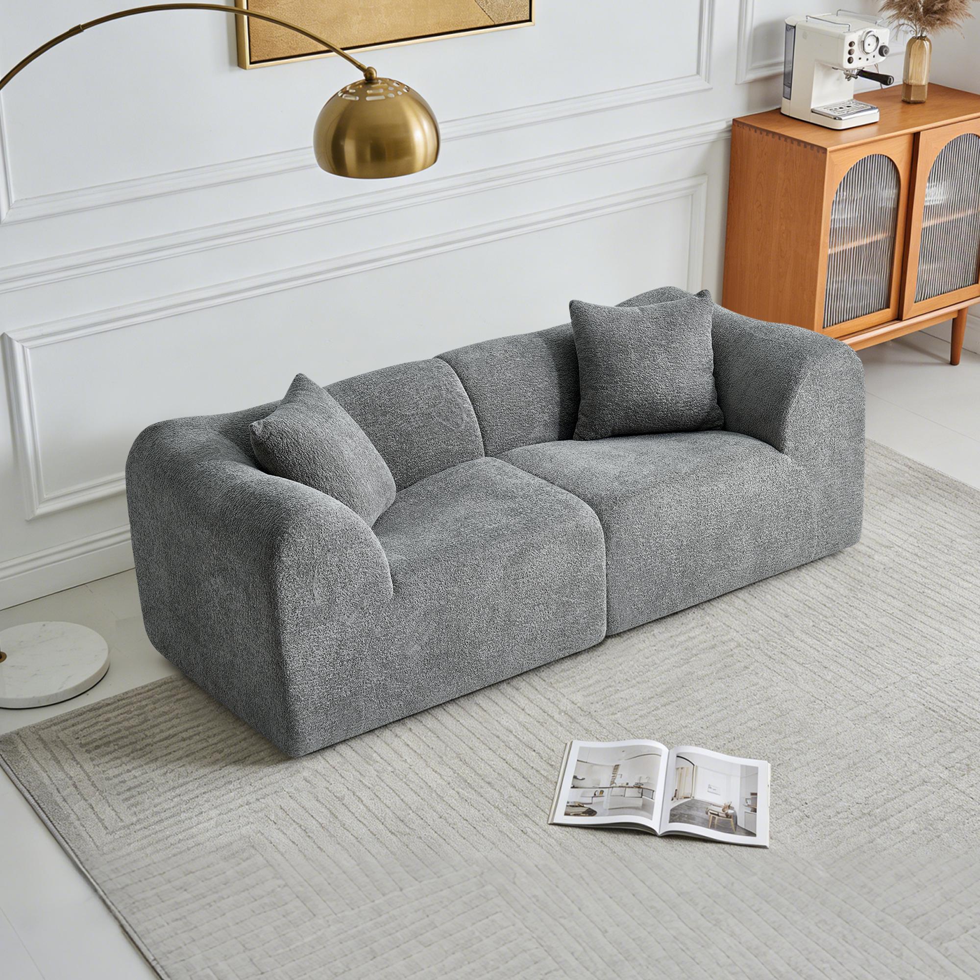 Modernes 2-Sitzer Samtsofa mit Kissen - Platzsparendes Loveseat für Wohnzimmer, Büro, Apartment - Weiches Kompressionsdesign