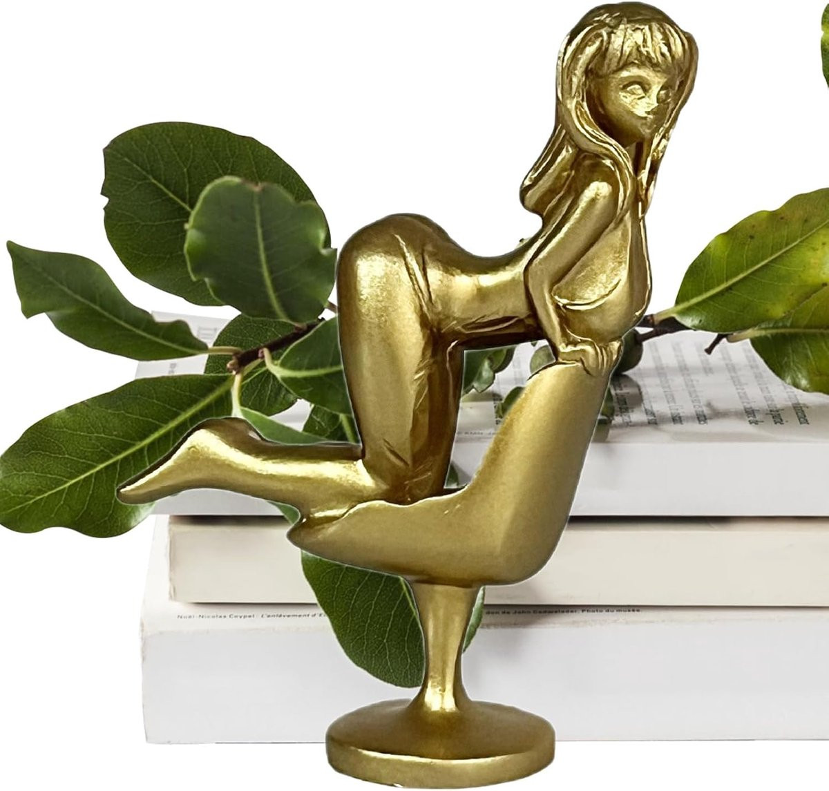 Goud Vrouwenbeeld van Hars voor Interieur Decoratie, Lengte: 10,8 cm