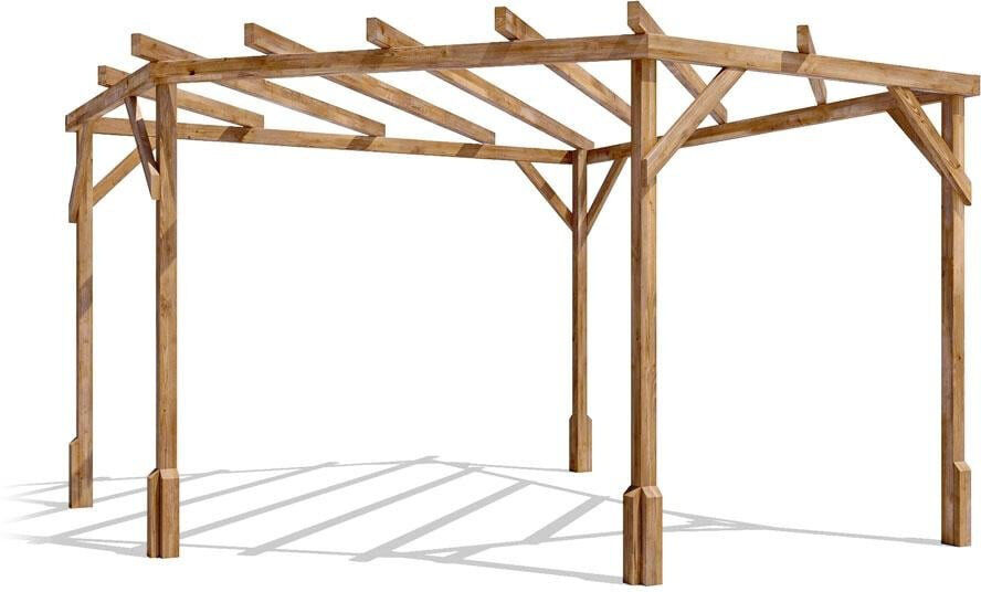 Dunster House Wooden Corner Pergola Utopia Diamond Wood 205" H x 304" W x 309" D