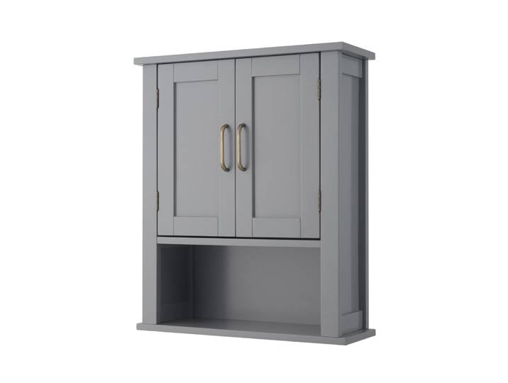 Armoire murale de salle de bain effet bois gris étagère ouverte