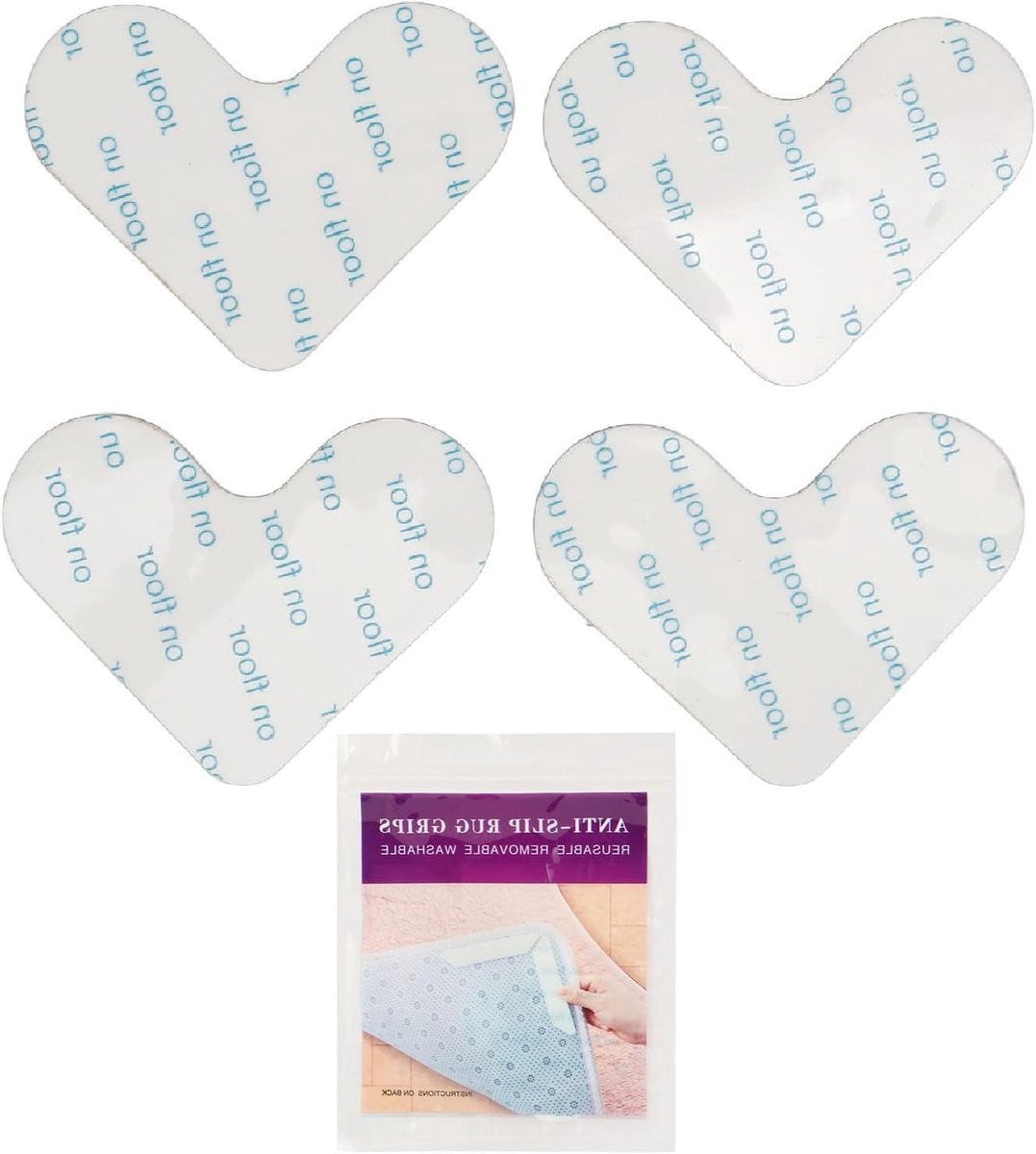 4 stuks Antislip Strips voor Vloerkleed Tape - Herbruikbaar en Wasbaar - Wit