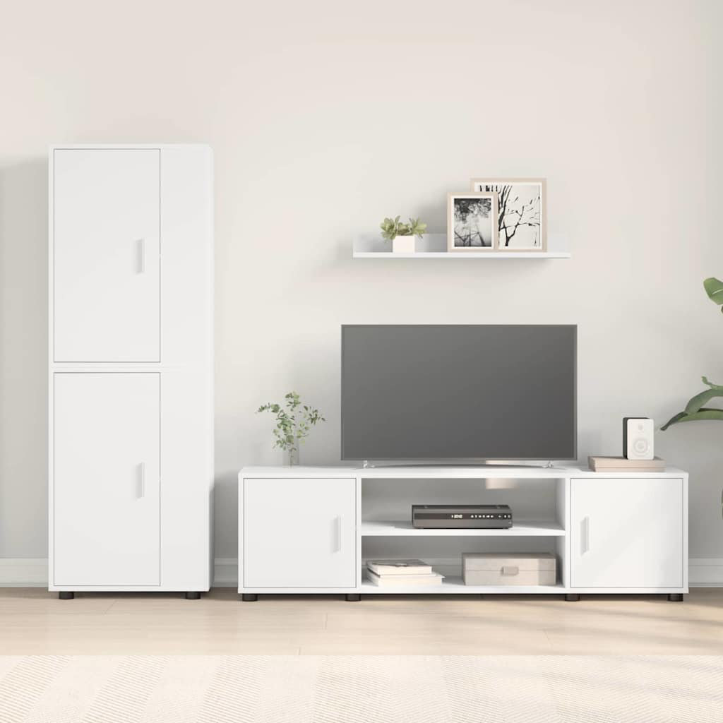 Latitude Run 4 Piece TV Cabinet Set 4 Pcs Engineered Wood White 88"