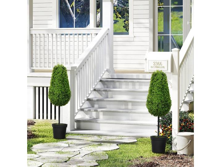 HOMCOM Set 2 Plantes Artificielles Larme 90cm avec Pot Moderne