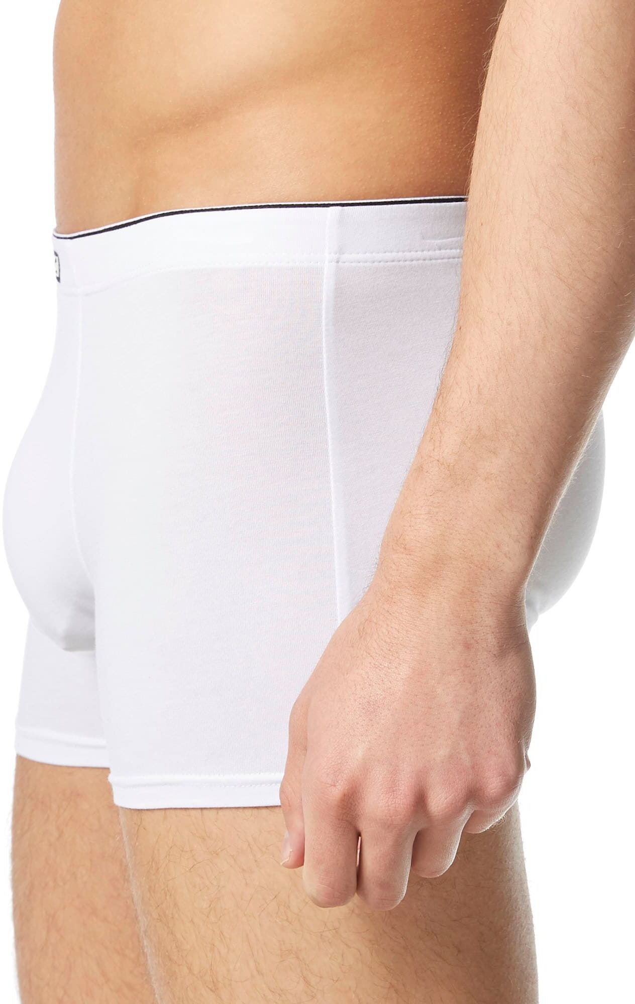 Boxershorts BRUNO BANANI "Short Infinity", Jungen, Gr. S, weiss (weiß), Obermaterial: 47% Baumwolle, 47% Modal, 6% Elasthan, unifarben, körpernah, Unterhosen Boxershorts, mit kontrastfarbenen Logobund weiß S